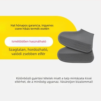 Szilikonból készült vízálló cipővédők, vastított, csúszásmentes, kopásálló, mosható, fejlesztett változat; márka BH, nyomtatott logóval, testre szabható, egyszerű stílus