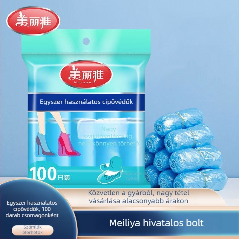 Meiliya egyszer használatos cipővédők PE műanyagból, beltéri használatra, vízálló és csúszásmentes, 100 db
