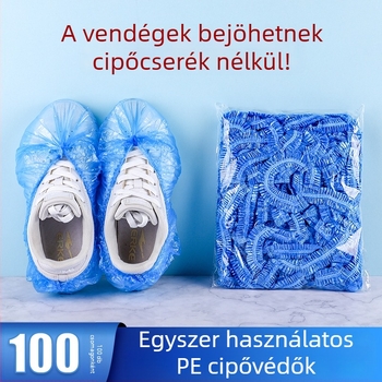 Egyszer használatos műanyag cipővédők, vastagodott kivitel, beltéri használatra, vízálló és kopásálló, csúszásmentes.