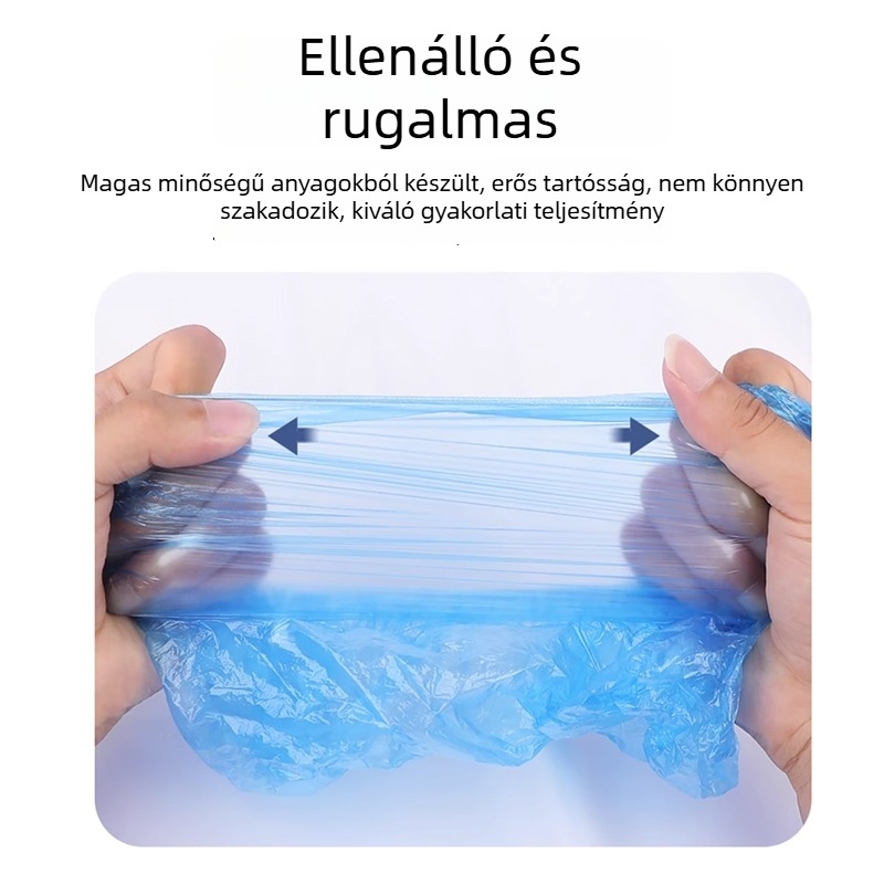 Egyszer használatos műanyag cipővédők, vastagodott kivitel, beltéri használatra, vízálló és kopásálló, csúszásmentes.
