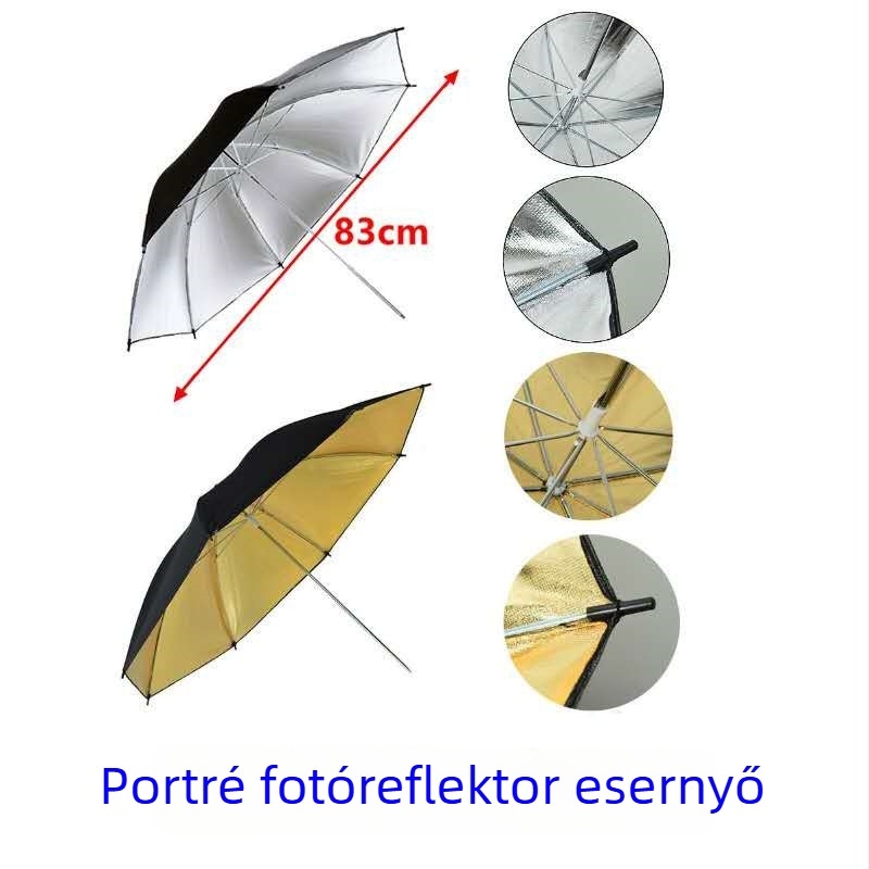 Fotózási esernyő reflexiós anyaggal (Modell 33IN BS+BG, professzionális fotózásra, súly 0.442)