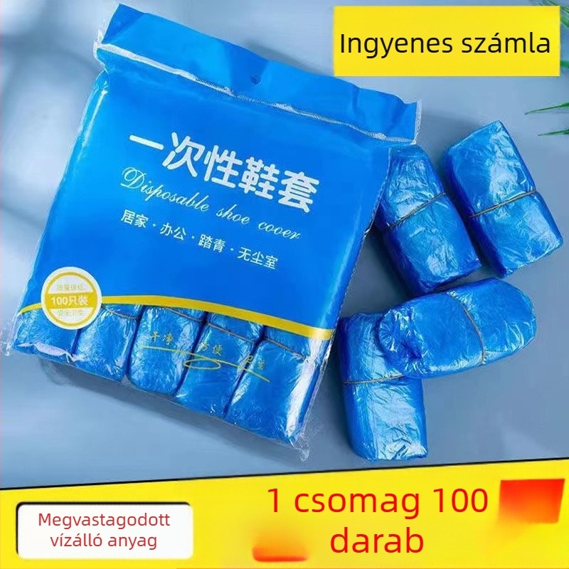 Egyszer használatos cipővédő, csúszásmentes, 0,6 mm vastagságú, PE/polietilén műanyag, márka Hongfu jiajie