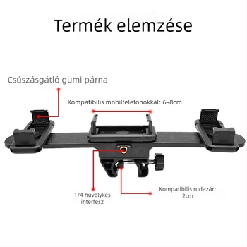 Okostelefonhoz univerzális állványfej, ABS anyag, maximális terhelés 2–5 kg, tömeg 124,5 g