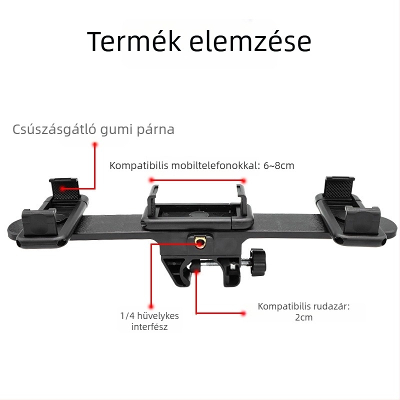 Okostelefonhoz univerzális állványfej, ABS anyag, maximális terhelés 2–5 kg, tömeg 124,5 g