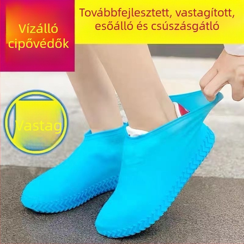 Szilikonból készült vízálló esőcsizmavédők, csúszásmentes, vastagabb, kopásálló, kültéri használatra, férfiaknak és nőknek, diákoknak és felnőtteknek.