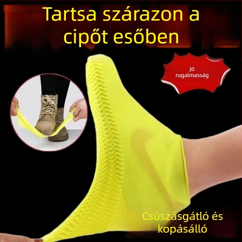 Szilikonból készült vízálló esőcsizmavédők, csúszásmentes, vastagabb, kopásálló, kültéri használatra, férfiaknak és nőknek, diákoknak és felnőtteknek.