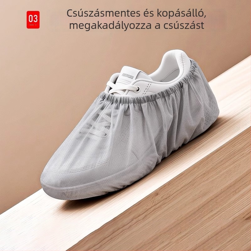 Egyszer használatos cipővédők otthoni beltéri használatra, nem szőtt anyagból, 300-400 g vastagság, egy méret, logó nyomtatás elérhető