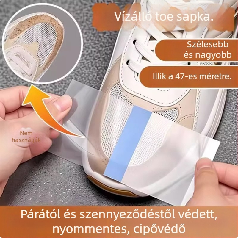 Átlátszó, vízálló cipőcsúcs öntapadós fóliák, 30 db, egyetlen használatra, nedvesség- és szennyeződésbiztos