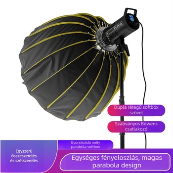 Párabola mély szoftbox a világításhoz, gyors összeszerelés, alumínium ötvözet, modell: mély parabolikus softbox, teherbírás 2–5 kg, súly 2 kg