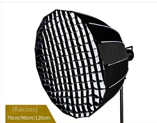 Párabola mély szoftbox a világításhoz, gyors összeszerelés, alumínium ötvözet, modell: mély parabolikus softbox, teherbírás 2–5 kg, súly 2 kg