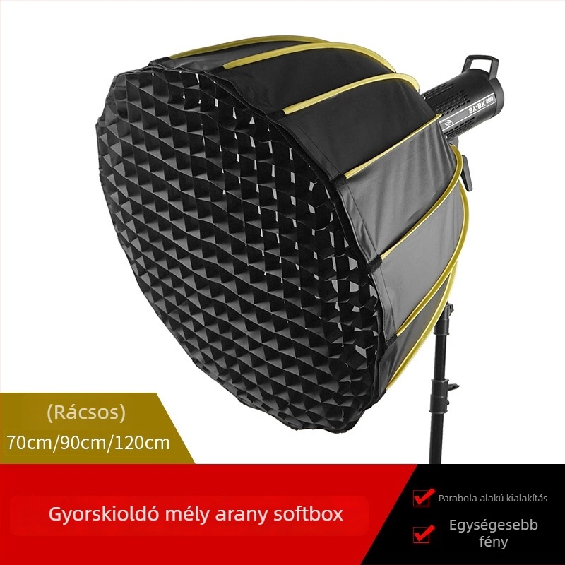 Párabola mély szoftbox a világításhoz, gyors összeszerelés, alumínium ötvözet, modell: mély parabolikus softbox, teherbírás 2–5 kg, súly 2 kg