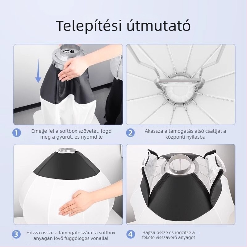 Baorong-bajonettes fotófelszerelési kiegészítő, gömb alakú lágyfény-difuzor élő adásokhoz, teher 2–5 kg, anyag műanyag/fém
