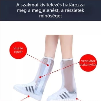 Esőálló, csúszásmentes cipővédők PVC-ből, korszerű magas csővel és megerősített talppal, kültéri kerékpározáshoz, hordozható