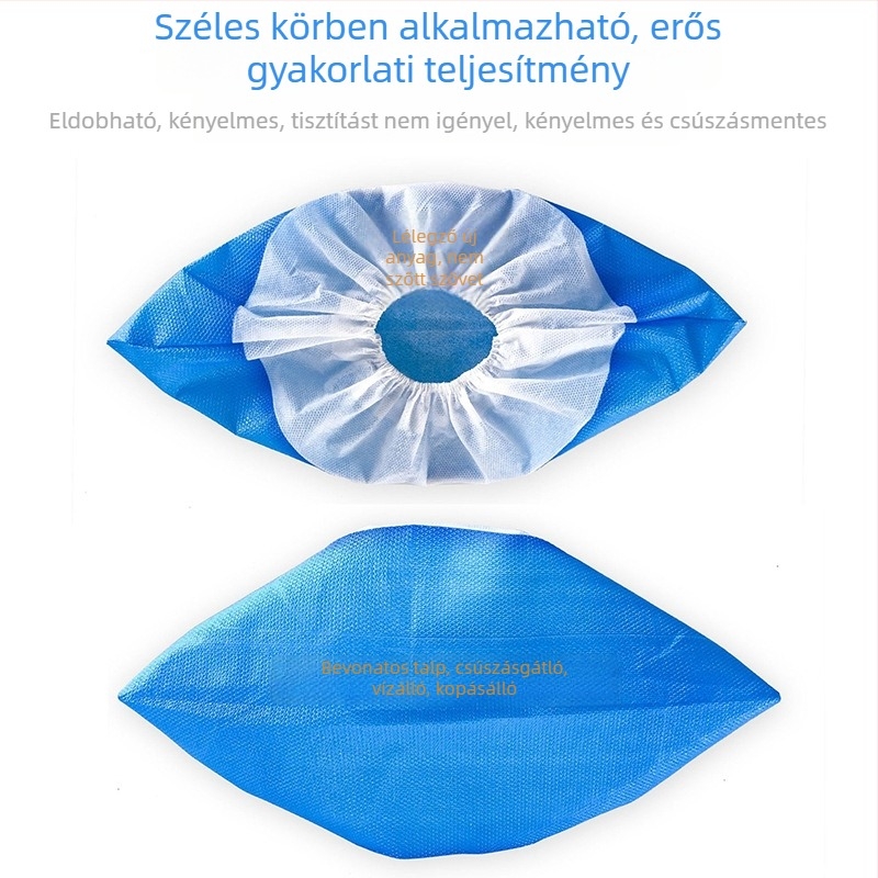 Egyszer használatos cipővédők, vastítottak gépészeti és tisztatéri helyiségekhez, vízálló és lélegző, félig fedettek, nem szőtt anyagból