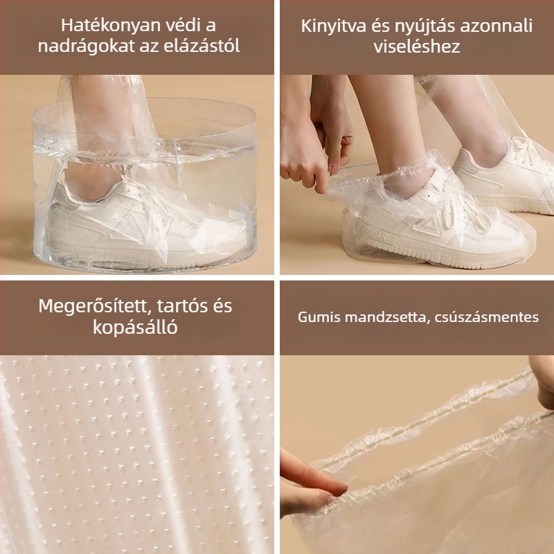 Egyszer használatos esőcsizma fedelek, PE anyag, 0,2 mm vastagság, vízálló, biológiailag lebomló