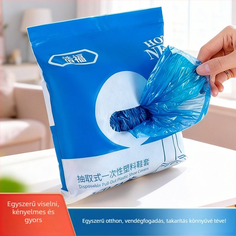 Egyszer használatos PE cipővédők, extra vastag 0,11 mm, beltéri használatra, por- és csúszás elleni védelem, kopásálló, vízálló