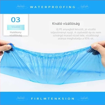 PE cipővédők, egyszer használatosak, vastagított, vízálló, 100 db, 1,8 g/db