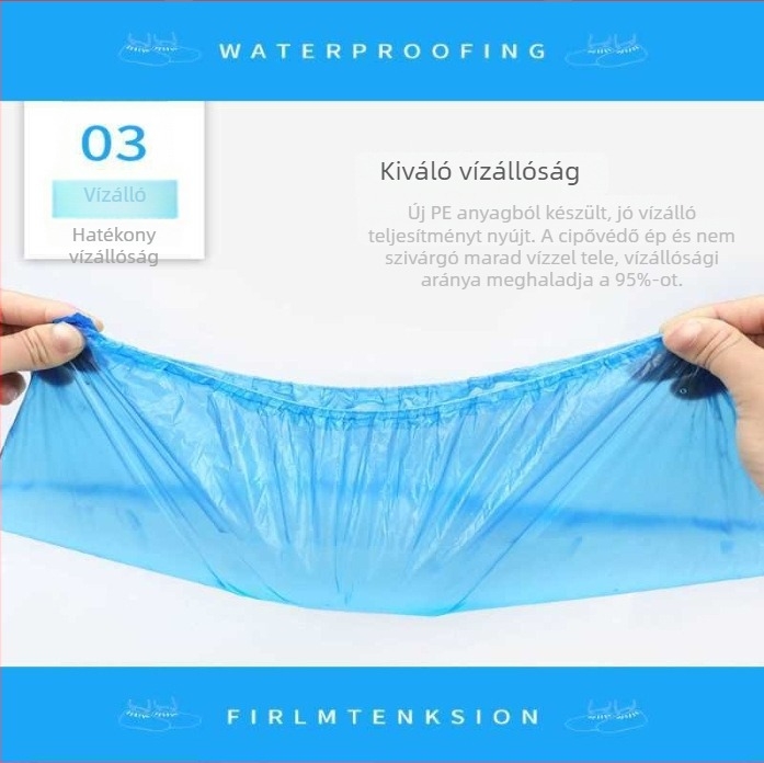 PE cipővédők, egyszer használatosak, vastagított, vízálló, 100 db, 1,8 g/db