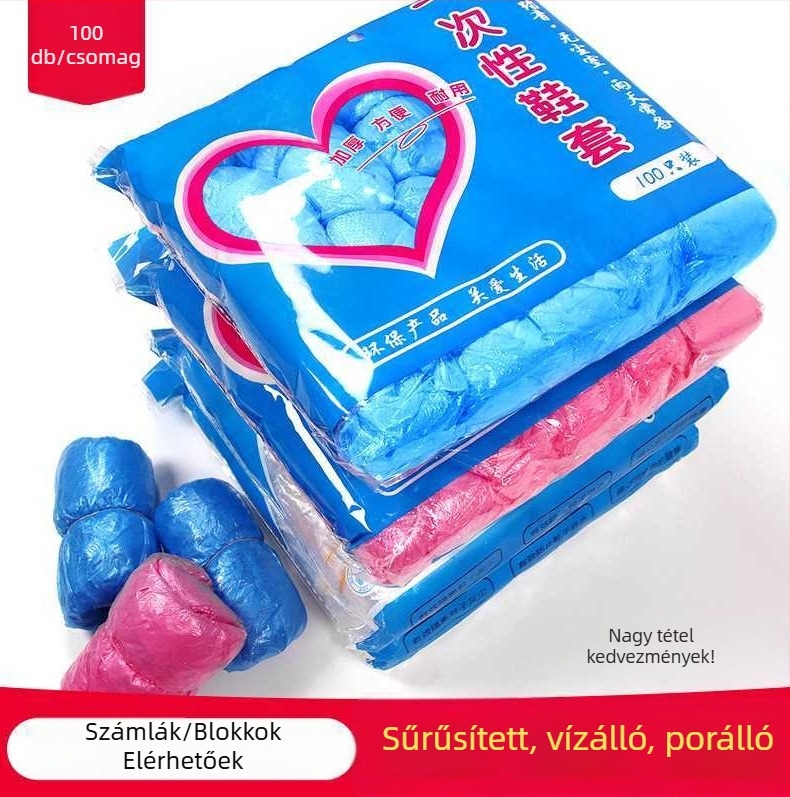 PE cipővédők, egyszer használatosak, vastagított, vízálló, 100 db, 1,8 g/db