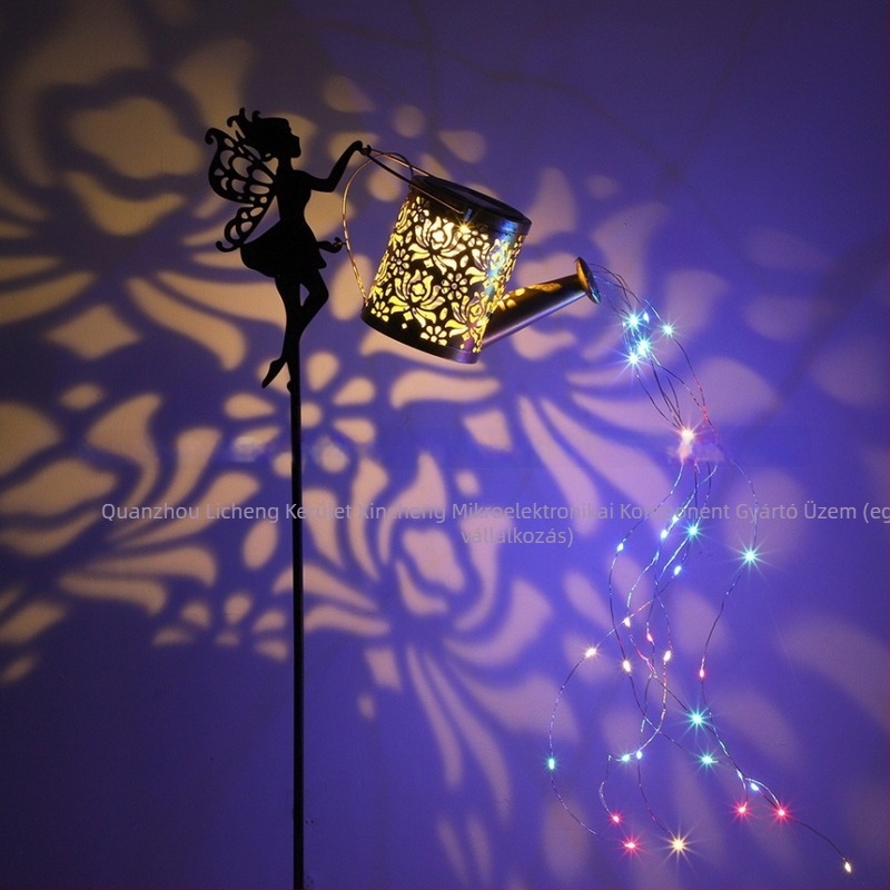 Napelemes lámpás vetítő lámpa, kovácsoltvas, lyukacsos peónia motívummal, LED, IP65, 3V, 0,5W, 6–12 óra