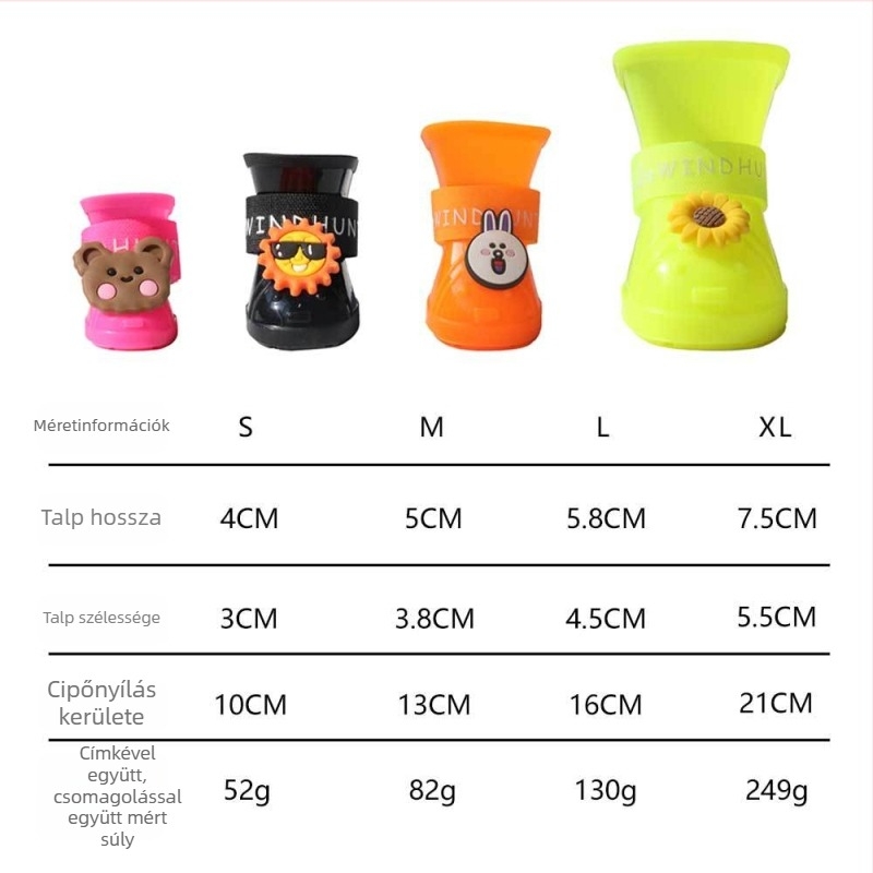 Kutyák számára szilikon esőcipők – vízálló, csúszásmentes, kopásálló, puha talppal