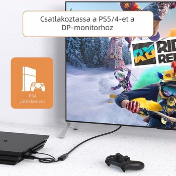 HDMI–DP adapter (4K60Hz, kiváló minőségű chip, kábelhossz 0.25m/1.8m)