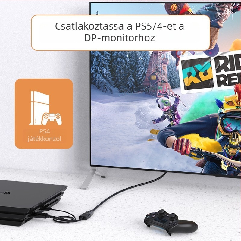 HDMI–DP adapter (4K60Hz, kiváló minőségű chip, kábelhossz 0.25m/1.8m)
