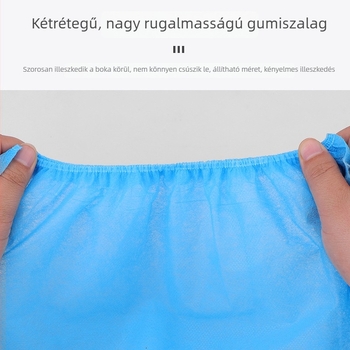 Egyszer használatos cipővédők otthonra és számítógépes laborokhoz, CPE bevonatú műanyag, vízálló és porálló, vastag nem szőtt anyag, magas mandzsetta