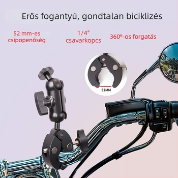 Motorkerékpár és kerékpár telefon tartó, állítható, univerzális csipesz, ütésálló, terhelés legfeljebb 2 kg