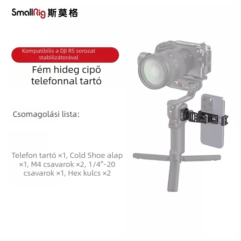 SmallRig fém mobiltelefon-tartó vízszintes és függőleges rögzítővel Apple/Android/DJI RS stabilizátor sorozathoz