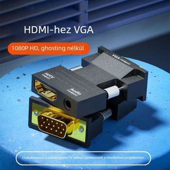 VGA–HDMI adapter audió konverterrel, 1080p, VGA férfi – HDMI női, számítógéphez