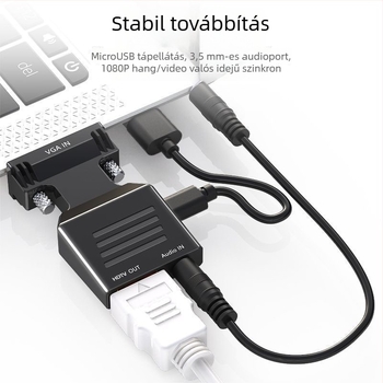 VGA–HDMI adapter audió konverterrel, 1080p, VGA férfi – HDMI női, számítógéphez