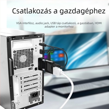 VGA–HDMI adapter audió konverterrel, 1080p, VGA férfi – HDMI női, számítógéphez