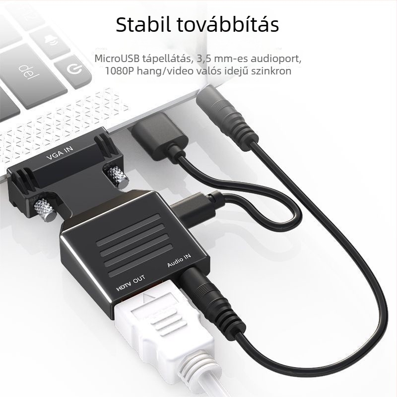 VGA–HDMI adapter audió konverterrel, 1080p, VGA férfi – HDMI női, számítógéphez