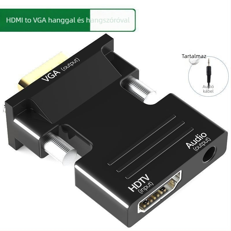 VGA–HDMI adapter audió konverterrel, 1080p, VGA férfi – HDMI női, számítógéphez