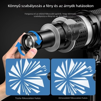 Fényképező lámpához lens kiegészítője Shenniu Jinbei Hertus Baorong; alumínium ötvözet; modell mm866; LED beépített spotlencse optikai fókuszálással; teherbírás 2–5 kg; súly 1 kg