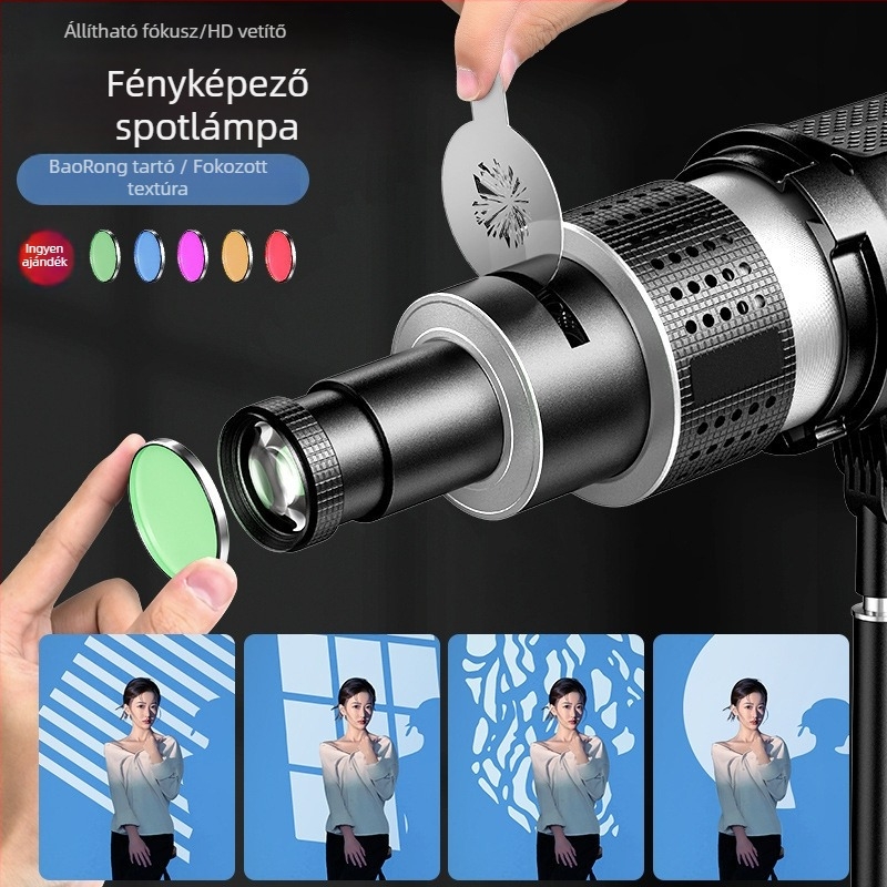 Fényképező lámpához lens kiegészítője Shenniu Jinbei Hertus Baorong; alumínium ötvözet; modell mm866; LED beépített spotlencse optikai fókuszálással; teherbírás 2–5 kg; súly 1 kg