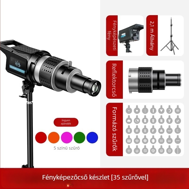 Fényképező lámpához lens kiegészítője Shenniu Jinbei Hertus Baorong; alumínium ötvözet; modell mm866; LED beépített spotlencse optikai fókuszálással; teherbírás 2–5 kg; súly 1 kg