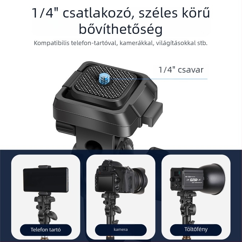 Fényállvány fej Q-K1 gimbal-adapterrel — gyorskioldó, ABS, teherbírás 3 kg, méretek 123×70×48 mm