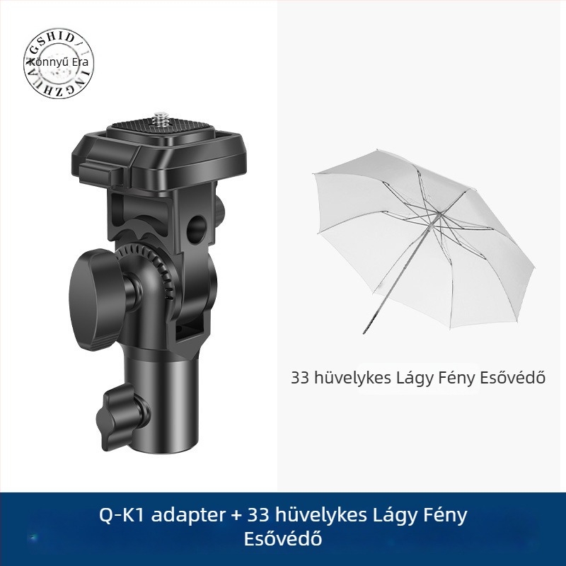 Fényállvány fej Q-K1 gimbal-adapterrel — gyorskioldó, ABS, teherbírás 3 kg, méretek 123×70×48 mm