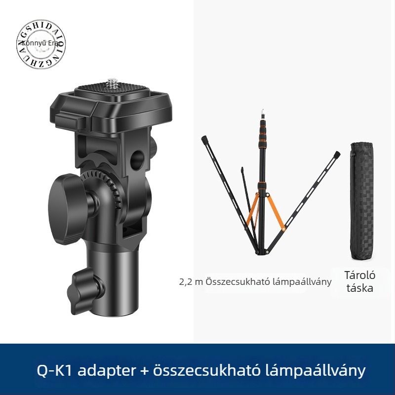 Fényállvány fej Q-K1 gimbal-adapterrel — gyorskioldó, ABS, teherbírás 3 kg, méretek 123×70×48 mm