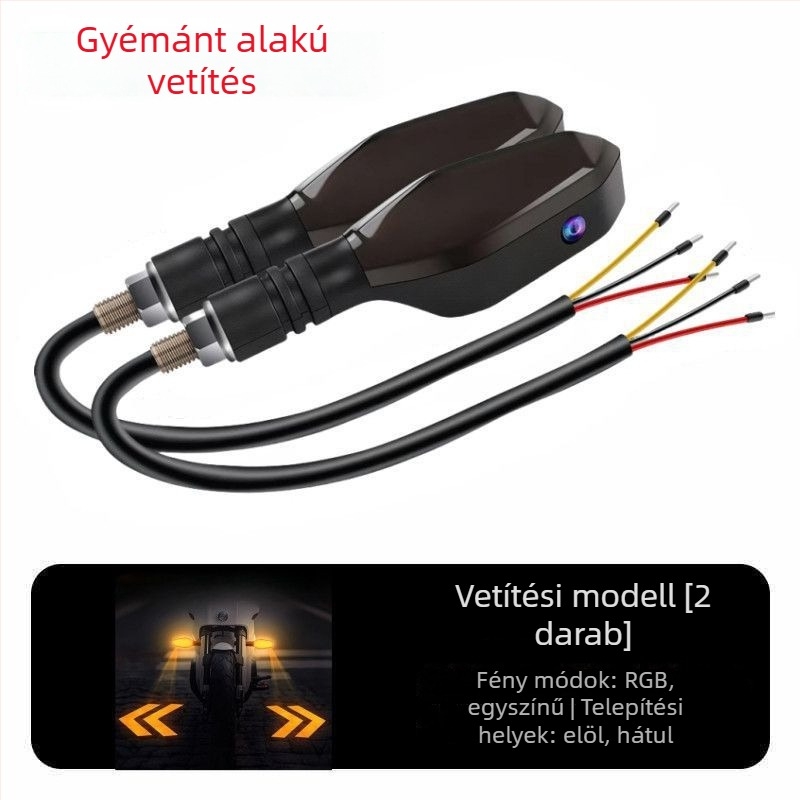 Motorkerékpár jelzőfény projektor LED-del, univerzális kompatibilitás, 12V, 1A, modell 005, ABS+PC