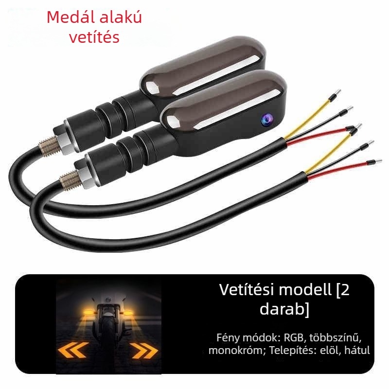 Motorkerékpár jelzőfény projektor LED-del, univerzális kompatibilitás, 12V, 1A, modell 005, ABS+PC