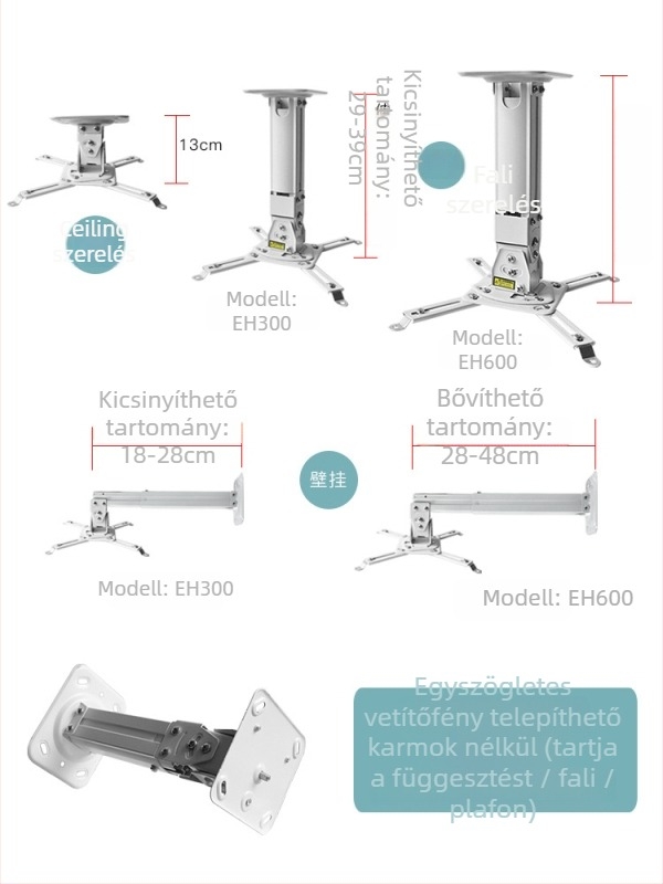Hongye teleszkópos projektor-tartó mennyezetre és falra