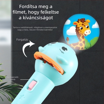 Gyermekeknek szóló vetítő lámpa – világító rajzfilmfigurás projekciós játék, oktatási eszköz a korai tanuláshoz, fejleszti a szellemi fejlődést és a kéz-szem koordinációt, műanyag-gumi test, 3C tanúsított