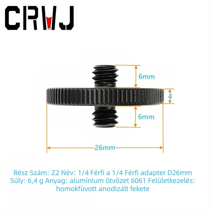 Tripod fej konverziós anya 1/4–3/8, gyorslemez-gomb, alumínium ötvözet, modell Z, teherbírás 2–5 kg