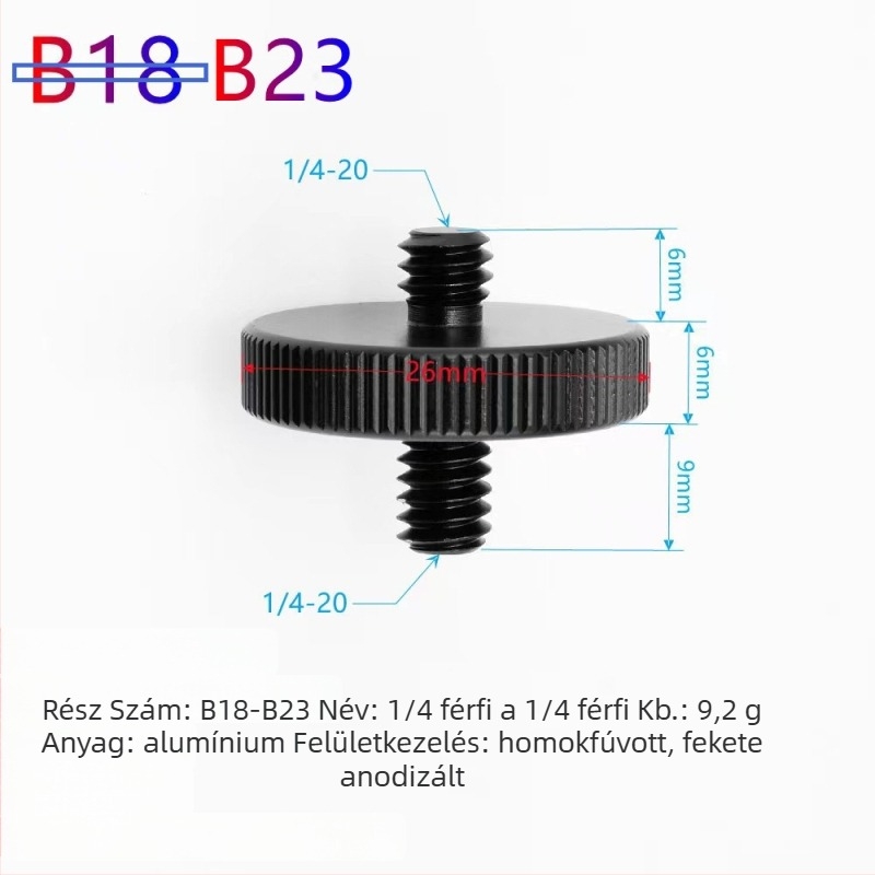 Tripod fej konverziós anya 1/4–3/8, gyorslemez-gomb, alumínium ötvözet, modell Z, teherbírás 2–5 kg