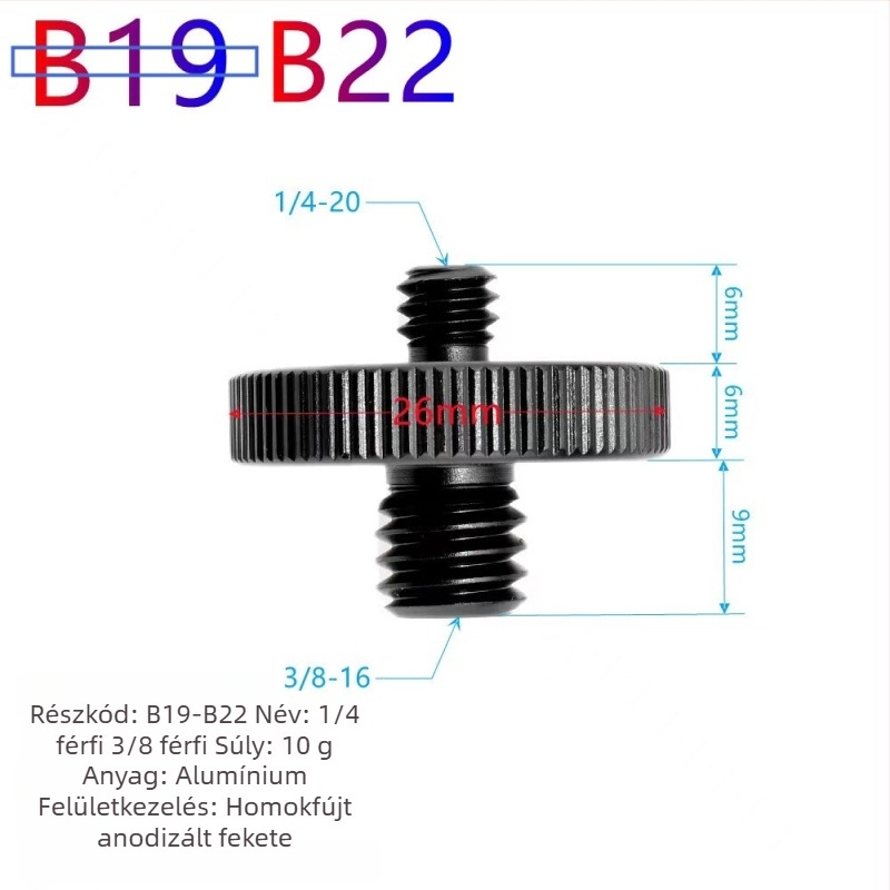 Tripod fej konverziós anya 1/4–3/8, gyorslemez-gomb, alumínium ötvözet, modell Z, teherbírás 2–5 kg