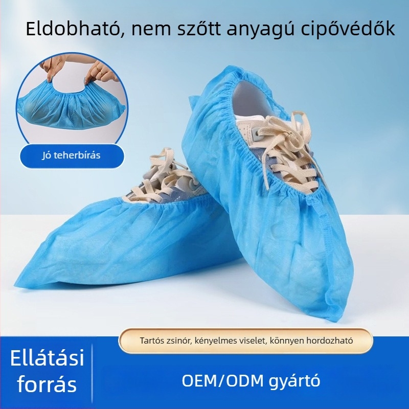 Egyszer használatos cipővédők nem szőtt anyagból, vastagított verzió, por elleni védelem, beltéri használatra, vízálló, csúszásmentes, kopásálló