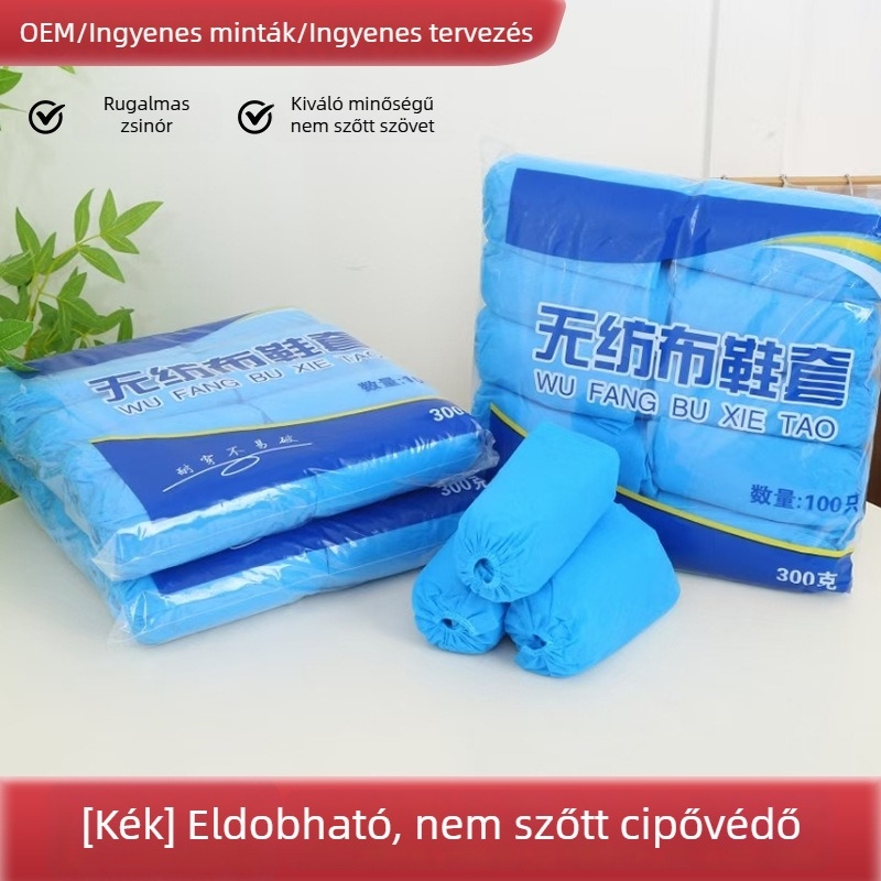 Egyszer használatos cipővédők nem szőtt anyagból, vastagított verzió, por elleni védelem, beltéri használatra, vízálló, csúszásmentes, kopásálló